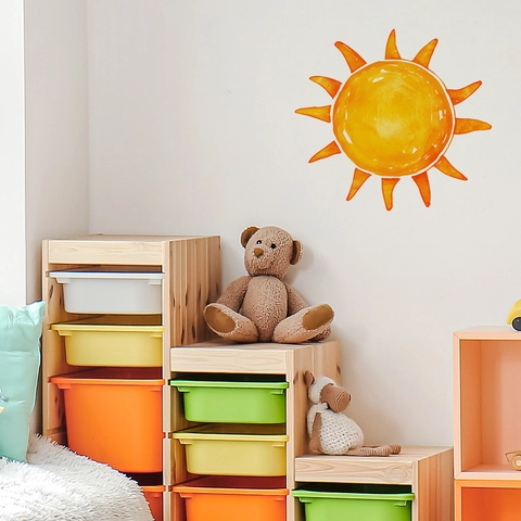 Aquarel Zon Muursticker Verwijderbare PVC Decoratieve Zon Sticker Voor Kinderkamer Woonkamer Modern Minimalistisch Huis Decoratie