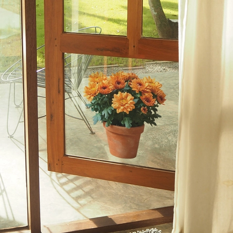 Topf-Chrysantheme Wandtattoo PVC Abnehmbar Floral Aufkleber Für Küchenschrank Kühlschrank Toilette Zuhause Dekor