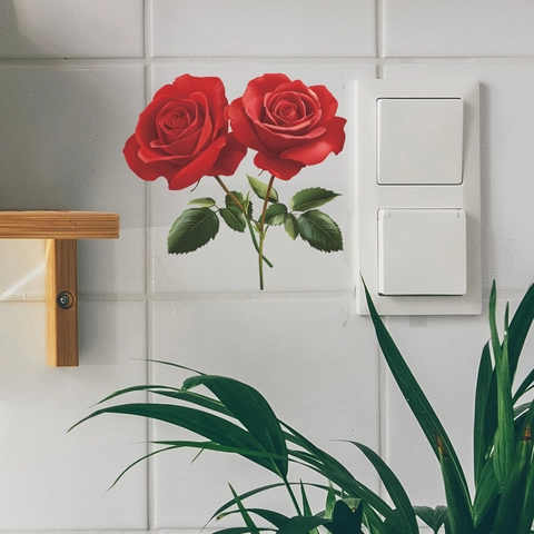 Rode Roos Bloem Muurstickers Voor Slaapkamer Badkamer Home Decor Verwijderbare PVC Waterdichte Florale Muurstickers Mural DIY Art