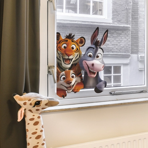 3D Cartoon Dieren Muursticker PVC Zelfklevende Tijger Ezel Vos Decal Voor Kinderkamer Slaapkamer Decoratie Verwijderbare DIY Muurschildering