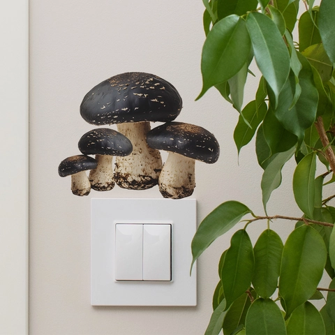 Adesivi Murali a Forma di Fungo Cartoon PVC Autoadesivi per Interruttori Soggiorno Camera da Letto Cucina Decorazioni Casa