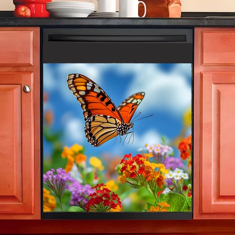 Adesivi da Parete Farfalla Fiore PVC Autoadesivi per Mobile Cucina Frigorifero Decorazione Casa Impermeabile Rimovibile Murale