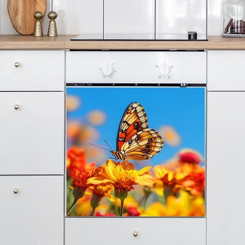 Adesivi da Parete Farfalla Fiore PVC Autoadesivi per Mobile Cucina Frigorifero Decorazione Casa Impermeabile Rimovibile Murale