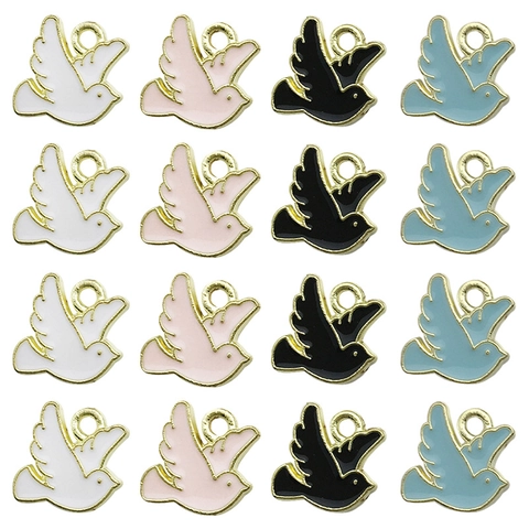 Alloy Bird Dove Enamel Drip Oil Pendants For DIY Earring Bracelet Necklace Jewelry Making Handicraft Finding Accessories