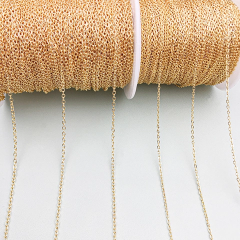 18K Gold Plated Copper Cable Chain For Jewelry Making DIY Necklace Bracelet Extension Fine Chain Minimalist Fashion Accessory