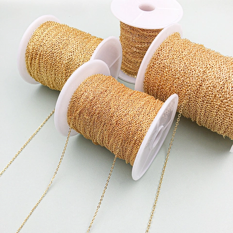 18K Gold Plated Copper Cable Chain For Jewelry Making DIY Necklace Bracelet Extension Fine Chain Minimalist Fashion Accessory