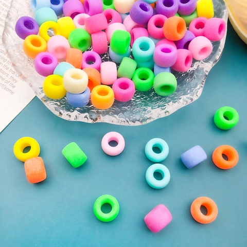 Perline Pony in Acrilico con Foro Grande Perline Distanziatrici Tonde Colori Caramella Misti per Creazione Gioielli Fai da Te