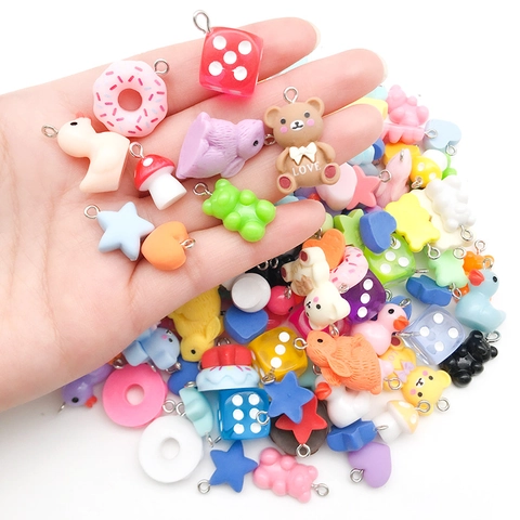 DIY Cartoon Hars Bedeltjes Hangers Voor Sieraden Maken Sleutelhanger Telefoonhoesje Accessoires Mix Dier Voedsel Vormen