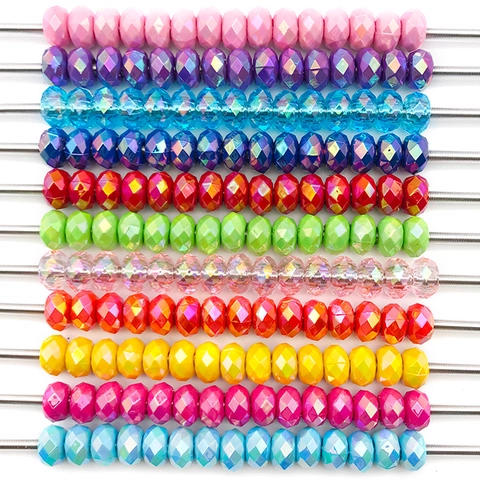 Faceted Iridescent Resin Beads Large Hole Colorful Loose Beads For DIY Necklace Bracelet Jewelry Making Accessories