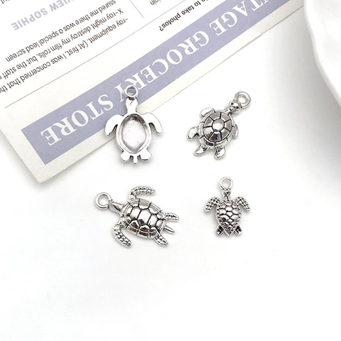 Antique Silver Alloy Sea Turtle Pendants DIY Jewelry Making Charms For Bracelet Necklace Retro Ocean Animal Craft Accessories