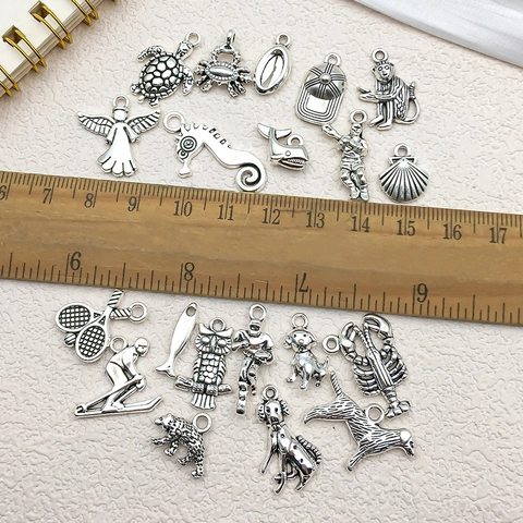 Vintage Alloy Antique Silver Animal Marine Sports DIY Charms Pendants For Jewelry Making Necklace Bracelet Accessory