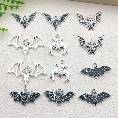 Halloween Bat Charms DIY Zinc Alloy Enamel Gothic Bat Pendants For Necklace Bracelet Earring Jewelry Making Accessories