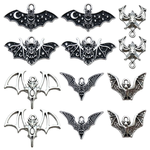 Halloween Bat Charms DIY Zinc Alloy Enamel Gothic Bat Pendants For Necklace Bracelet Earring Jewelry Making Accessories