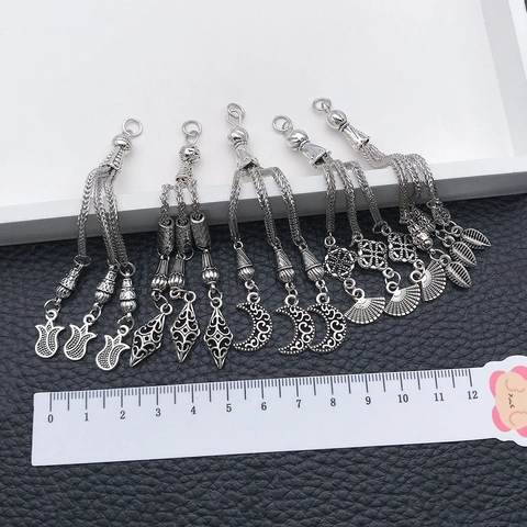 Vintage Ethnic Antique Silver Alloy Tassel Pendants For Jewelry Making DIY Necklace Bracelet Connector Moon Leaf Charms