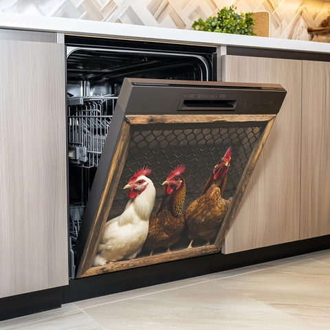 Pegatina 3D Simulación Gallo Pollo para Lavavajillas Gabinete de Cocina Refrigerador Calcomanía Pared Decorativa PVC Granja
