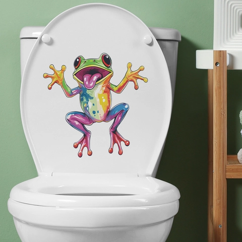 Colorful Cartoon Frog Wall Sticker Waterproof Removable PVC Art Decal For Living Room Bathroom Toilet Seat Decor