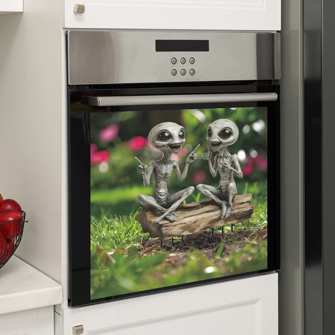 PVC Außerirdischer Spülmaschinenaufkleber 3D Kunst Dekor Selbstklebend Wandtattoo Für Küchenschrank Ofen Haus Dekoration