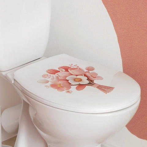 Pegatina de Pared 3D Flor Rosa Tulipán Margarita Removible PVC Autoadhesivo Calcomanía Asiento de Inodoro Hogar Baño Decoración