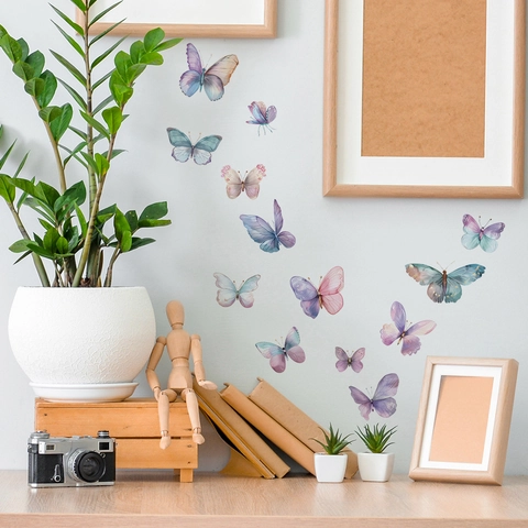 Romantische Aquarell Schmetterling Wandtattoo Abnehmbare PVC Aufkleber Für Kinderzimmer Schlafzimmer Zuhause Wand Dekoration