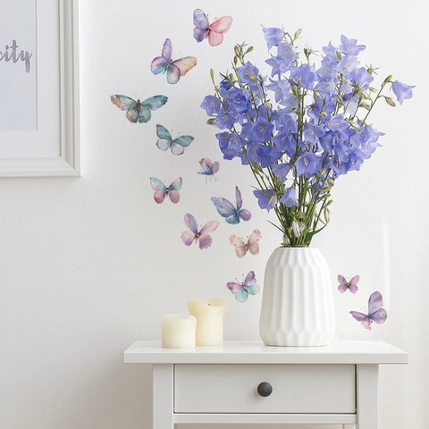 Romantische Aquarell Schmetterling Wandtattoo Abnehmbare PVC Aufkleber Für Kinderzimmer Schlafzimmer Zuhause Wand Dekoration