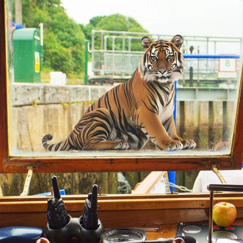 3D Realistischer Tiger Wandaufkleber PVC Selbstklebend Fensterbild Wildtier Wandbild Für Wohnzimmer Schlafzimmer Deko