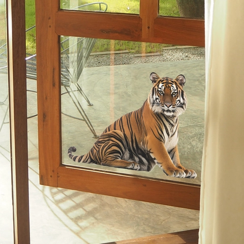 3D Realistischer Tiger Wandaufkleber PVC Selbstklebend Fensterbild Wildtier Wandbild Für Wohnzimmer Schlafzimmer Deko