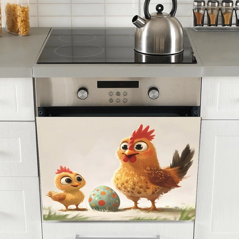 Cartoon Ostern Küken Henne Und Ei Wandtattoo PVC Selbstklebend Spülmaschine Ofen Aufkleber Für Küche Schlafzimmer Deko