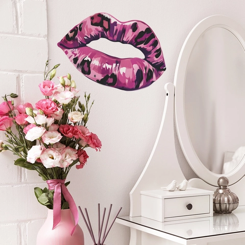 Leopard Print Lips Wall Sticker Purple Creative Self Adhesive Bathroom Decor Fashion Waterproof PVC Toilet Decal Sticker