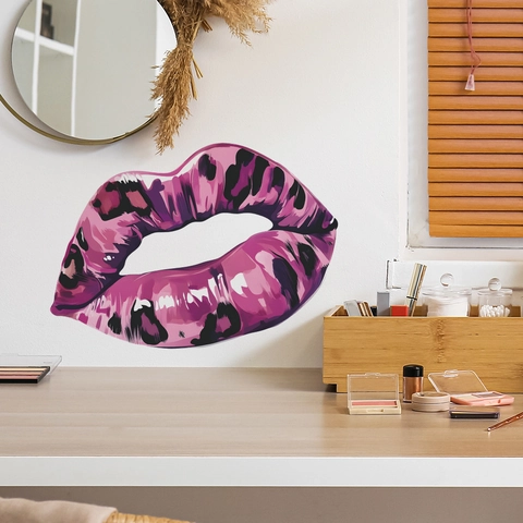 Leopard Print Lips Wall Sticker Purple Creative Self Adhesive Bathroom Decor Fashion Waterproof PVC Toilet Decal Sticker