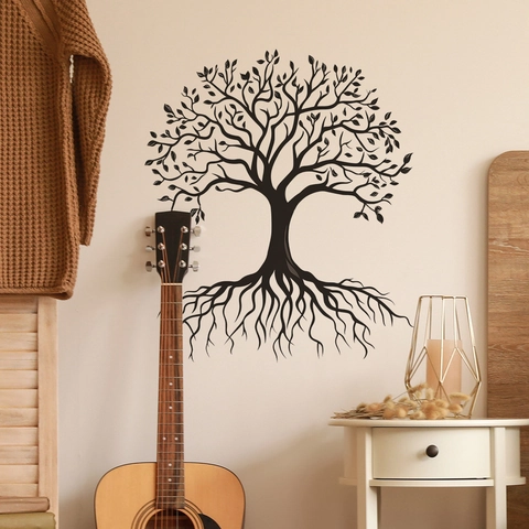 Adesivo Da Parete Albero Della Vita PVC Autoadesivo Nero Silhouette Decalcomania Per Soggiorno Camera Decorazione Casa