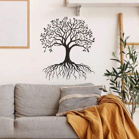 Adesivo Da Parete Albero Della Vita PVC Autoadesivo Nero Silhouette Decalcomania Per Soggiorno Camera Decorazione Casa