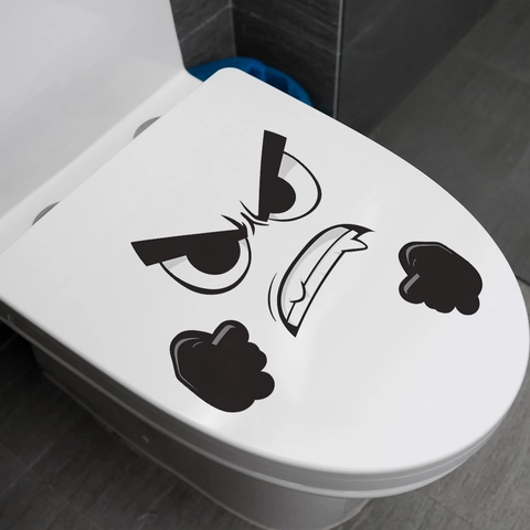 Boos Gezicht Toiletsticker Creatief Waterdicht PVC DIY Muursticker Voor Badkamer Grappige Cartoon Verwijderbare Decoratie Sticker
