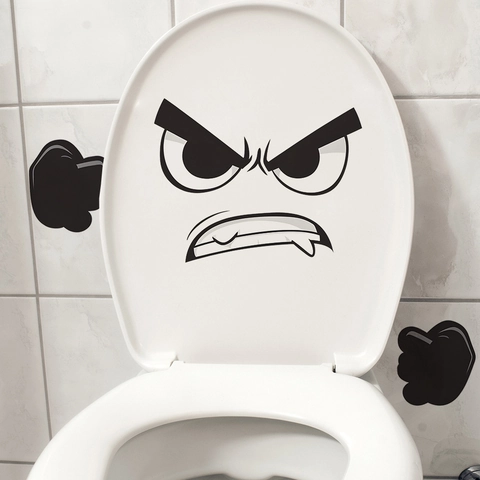 Boos Gezicht Toiletsticker Creatief Waterdicht PVC DIY Muursticker Voor Badkamer Grappige Cartoon Verwijderbare Decoratie Sticker