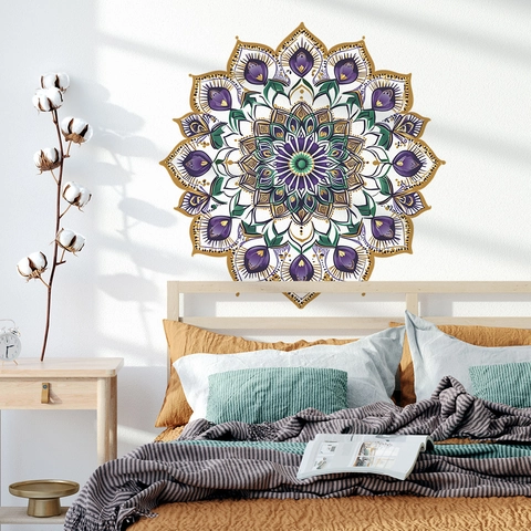 Mandala Wall Sticker PVC Lotus Flower Pattern Self Adhesive Decal For Bedroom Living Room Bohemian Home Decor Art