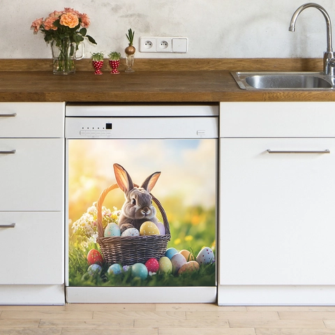 Easter Bunny Egg Wall Sticker Removable PVC Decal For Kitchen Dishwasher Fridge Decoration Festival Ornament Home Decor
