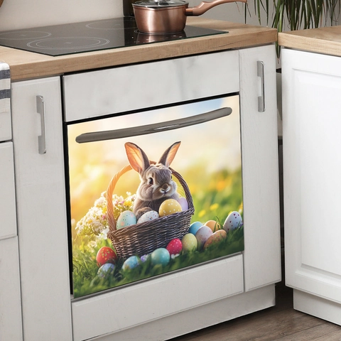 Easter Bunny Egg Wall Sticker Removable PVC Decal For Kitchen Dishwasher Fridge Decoration Festival Ornament Home Decor