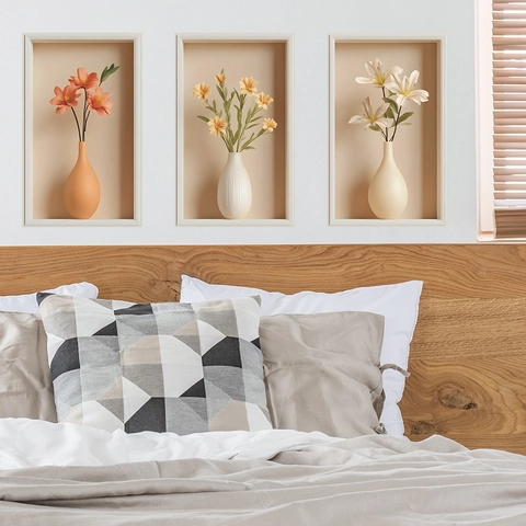 Moderne Minimalistische Blumenvasen 3D Visuelle PVC Wandaufkleber Dekorative Aufkleber Für Schlafzimmer Wohnzimmer Eingang Home Decor