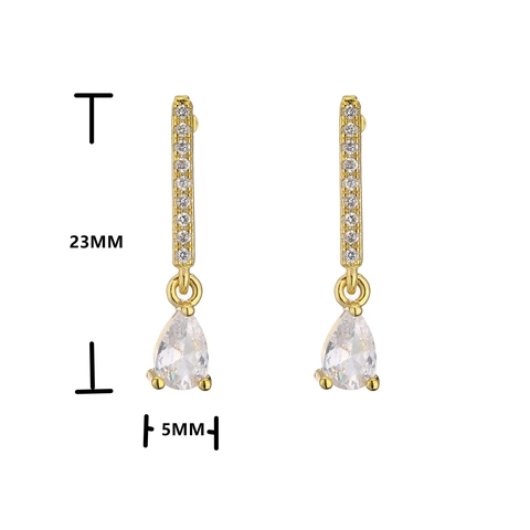 Pendientes de Gota de Circonia Chapados en Oro de 18K para Mujer Elegantes Micro-Pavé Forma de Pera Circonia Colorida Pendientes Joyería de Moda