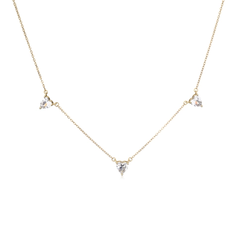 Kupfer Dreifach Herz Zirkonia Anhänger Halskette Für Damen Mikro Eingelegt Süße Herzform Kette Halskette Mode Schmuck Geschenk
