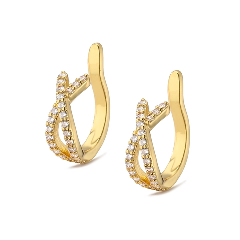 Zircon Geometric Flower Ear Cuffs Copper Gold Silver Plated No Piercing Earrings For Women Party Fashion Accessory Jewelry