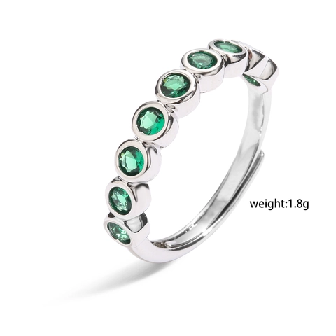 Dames Koper Zirconia Kleurrijke Vierkante Groene Roze Diamant Open Verstelbare Ring Geometrische Ingelegde Kristal Mode Sieraden