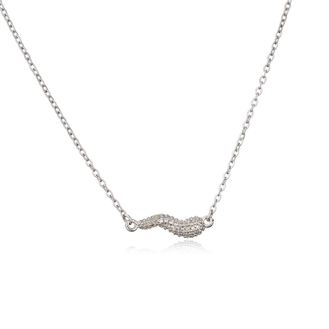 Simple Copper Wavy Pendant Necklace For Women Micro Pave Zirconia Chili Pepper Shape Two Tone Plated Fashion Jewelry Gift