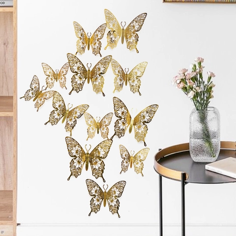 3D Holle Vlinder Muurstickers Huis Decoratie DIY Verwijderbare Vlinder Decals Voor Woonkamer Slaapkamer Bruiloft Feest Decoratie