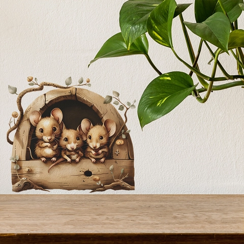 Cartoon Mouse Hole Wall Sticker Removable PVC Self Adhesive Wall Decal For Bedroom Bathroom Living Room Skirting Decor