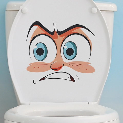 Kreative Cartoon Überraschung Emoji Toilettenaufkleber Wasserdicht PVC Selbstklebend Wandtattoo Für Badezimmer Kinderzimmer