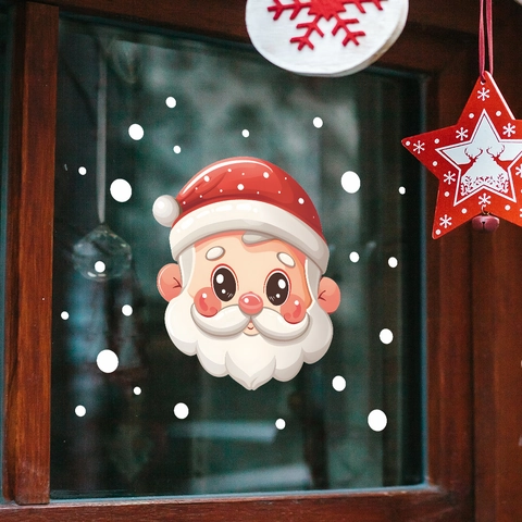 Cartoon Kerstman Kerst Raamstickers Statische Adsorptie PVC Stickers Sneeuwvlok Decor Voor Glas Spiegel Huis Decoratie
