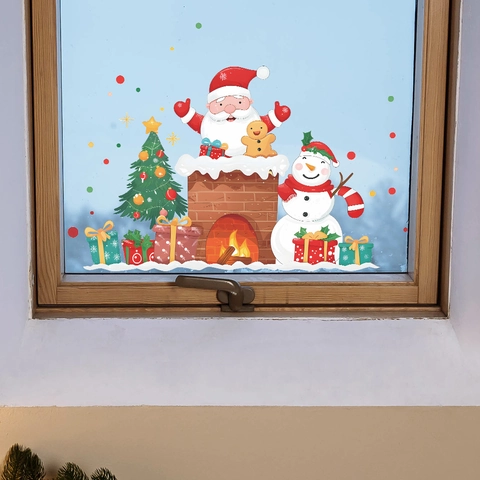 Weihnachten Statische Fensterbilder Weihnachtsmann Schneemann Weihnachtsbaum Wandtattoo Glasfenster Feiertag Zuhause Dekoration