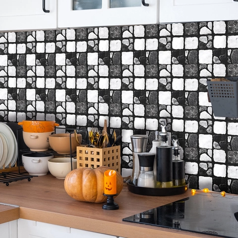 Moderni Adesivi Murali Mosaico di Ciottoli Impermeabile PVC Autoadesivo Decalcomanie per Piastrelle per Cucina Bagno Decorazione