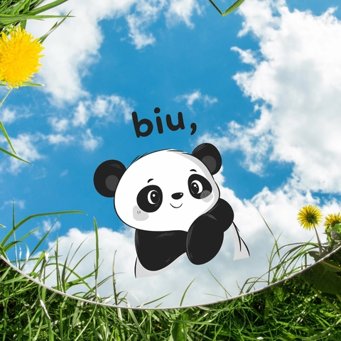 Simpatico Adesivo da Parete Panda Cartoon Biu Autoadesivo in PVC Impermeabile per Decorazione Specchio Cameretta