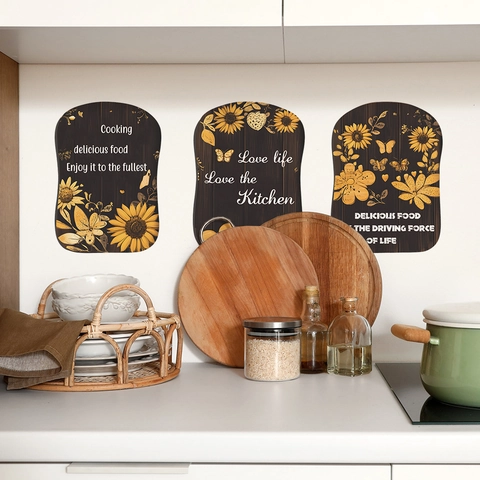 Sunflower Inspirational Quote Kitchen Wall Stickers Waterproof PVC Butterfly Flower Lettering Decals For Home Decoration
